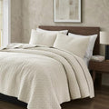 R.SHARE Beige 100% Cotton Quilt Set California King Size, Textured