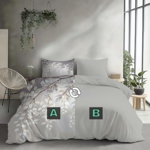 Duvet Cover King,Reversible Dreamy Tree Branches Light gray Duvet