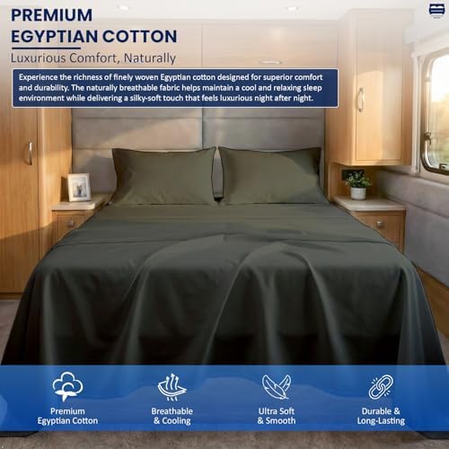 Cottingon 4 Piece King Sheets Fits 16" Deep, Egyptian Cotton, Dark