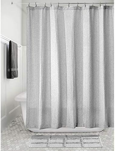 InterDesign Waffle Weave Fabric Shower Curtain, Luxury Hotel Style for