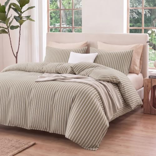 Bedbay Striped Duvet Cover Set King Size, 100% Cotton 300TC Sateen