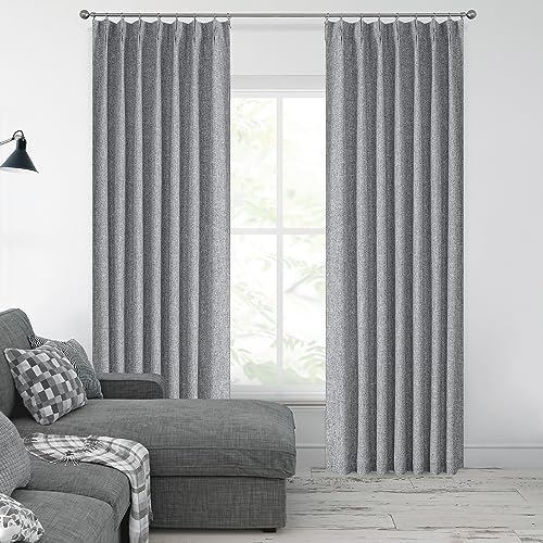 Central Park Dark Grey Pinch Pleat Blackout Curtain with Hooks