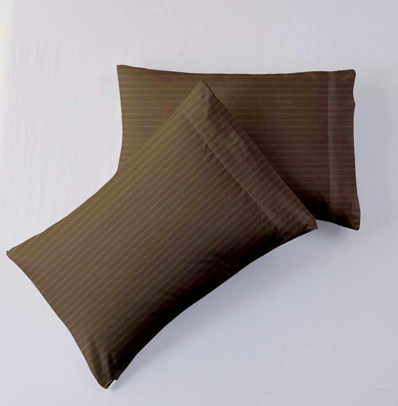 Rajlinen Twin XL Size Sheets- 4 Piece Taupe Stripe Sheet Set- 100%