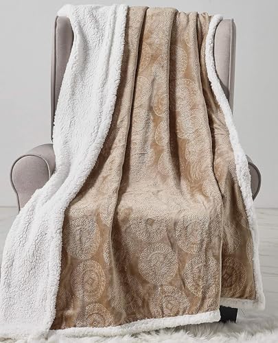 Caesar Sherpa Throw Blanket Fleece Snuggle Warm Throw for Chair, Sofa