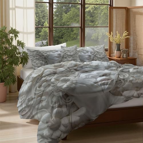 Duvet Cover Set King, Elegant Beauty Relief Brushed Microfiber
