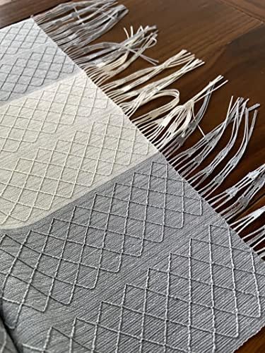 Rilassato Stripe Woven Table Runner with Tassels for Bohemian Wedding