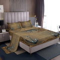 Fitted Sheet 3 Pieces Twin XL Size Retro Boat Hook Wood GrainBrown