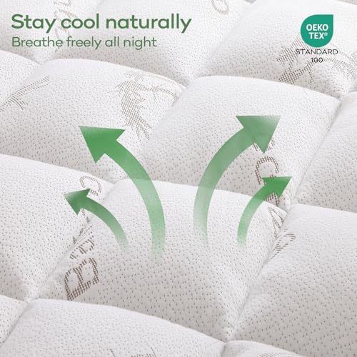 OLANLY Queen Bamboo Viscose Cooling Mattress Topper, White