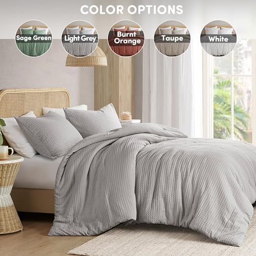 Comfort Spaces Mina Duvet Cover Set, Full/Queen, 3 Piece, Light Grey
