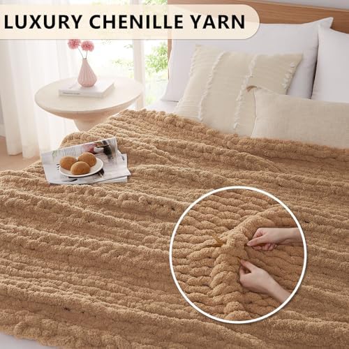 L'AGRATY Chunky Knit Throw Blanket for Couch, 72'' x 84'' Knit Throw