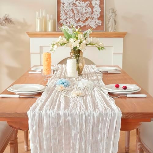 2 Pack Cheesecloth Table Runner, Fall Table Runner 120 Inch – Ivory