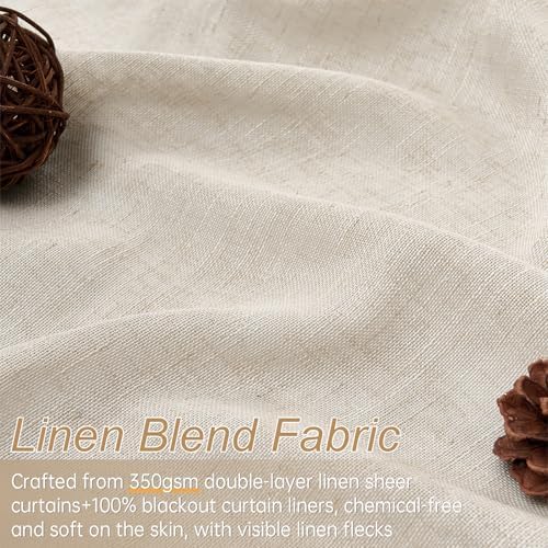 Extra Long 100% Blackout Pinch Pleated Beige Curtains 120 Inches 2