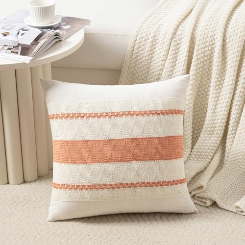Fancy Homi Set of 2 Boho Coral Decorative Throw Pillow Cover 20x20