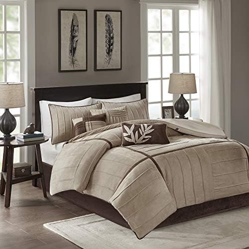 Madison Park Casual Blocks Suede Comforter Set, 7PC King Bedding Set