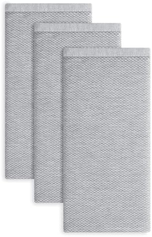 Homaxy 380 GSM Yarn Dyed Kitchen Towels 18"x28", 3 Pack, Dark Grey