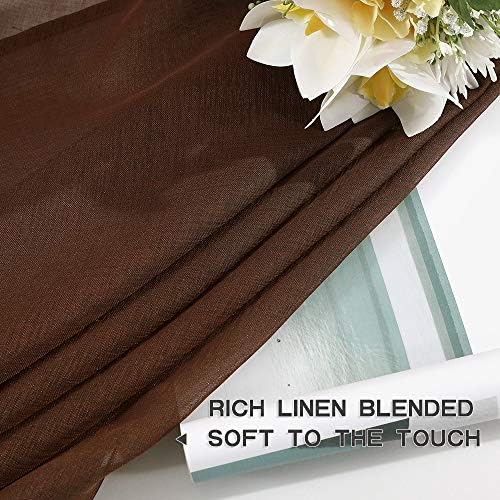 MIULEE Chocolate Brown Sheer Curtains Linen Textured Panels 54X96