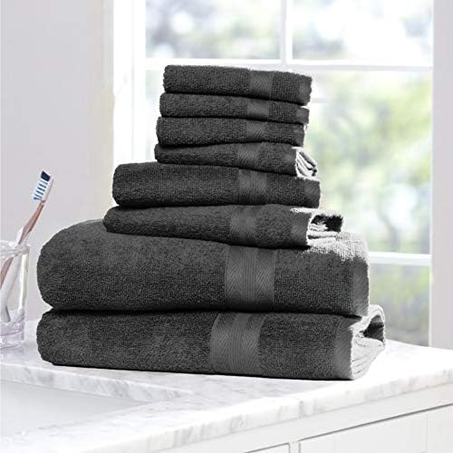 BOUTIQUO 8 Piece Towel Set 100% Ring Spun Cotton, 2 Bath Towels 27x54