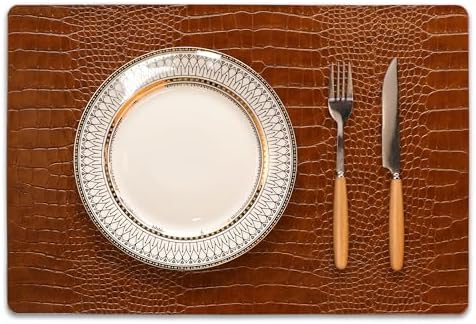 Set of 6 Faux Leather Placemats, PU Table Mats, Waterproof, Stain