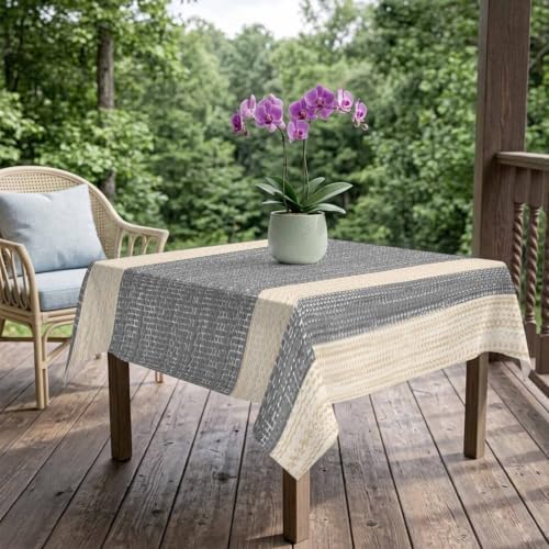 Savannan Square Tablecloths, Light Gray Striped Background Waterproof