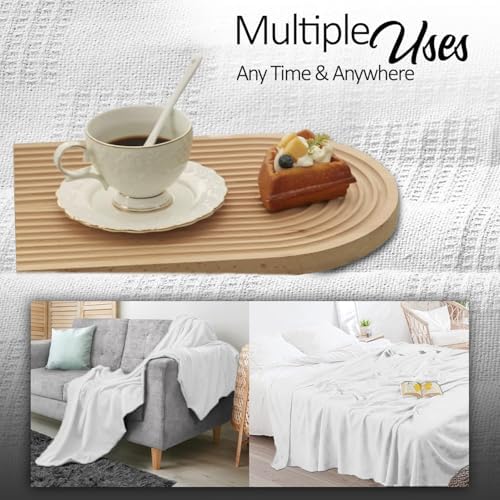 Oakias 100% Cotton Blanket Queen Size, White 90 x 90 Inches – 350 GSM