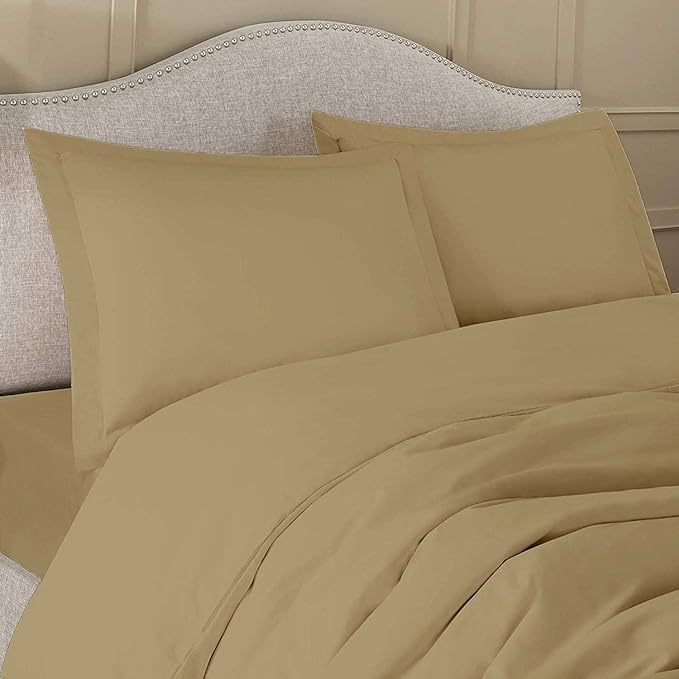 5 Piece Plain Duvet Cover Set with Zipper Closure & Corner Ties
