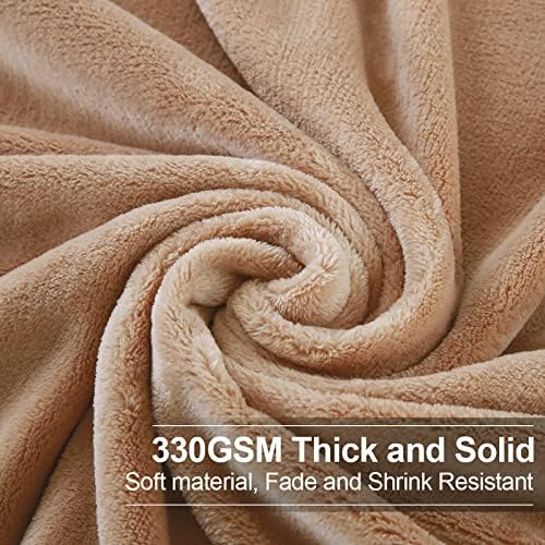 EASELAND Soft Lightweight California King Fleece Blanket, Camel