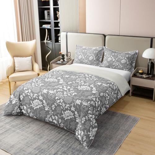 Feelyou Vintage Floral Spring Duvet Cover 100% Cotton Queen Size Boys