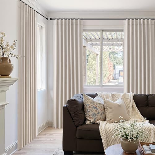 Jowels Oatmeal Linen Blackout Curtains 84 Inches Long 2 Panels for
