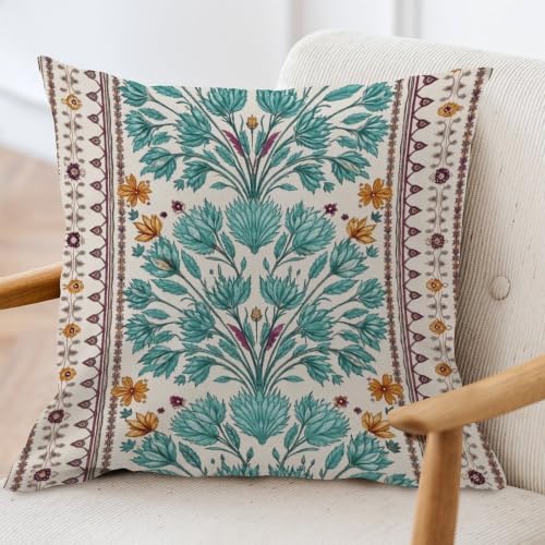 ArogGeld Turquoise Teal Blue Geometric Flower Throw Pillow Lily Leaf