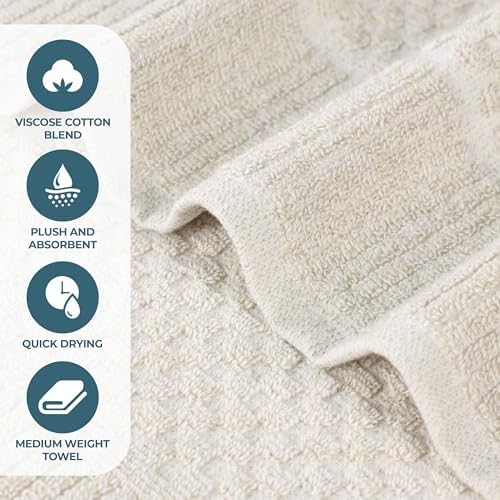 BLUENILEMILLS Naples Viscose Cotton Blend Medium Weight Towel Set, for