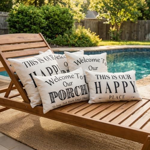 JOJOGOGO Welcome to Our Porch Outdoor Pillow Covers Waterproof 18x18