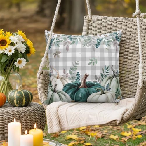 Thanksgiving Autumn Sage Green Waterproof Pillow Covers Set of 2,White