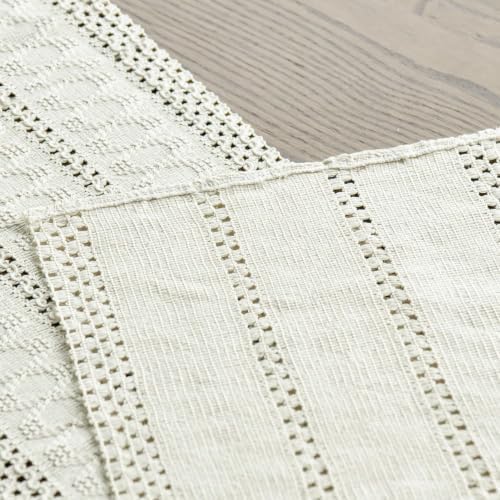 Artoid Mode Beige Woven Farmhouse Hollow Table Runner 12x90 Inch