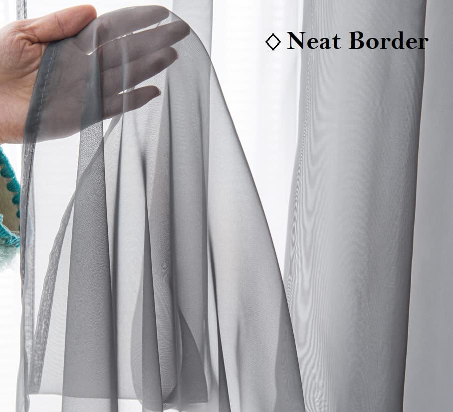 PI Sheer Curtains 63 Inches Length,Short Rod Pocket Light Filter Sheer