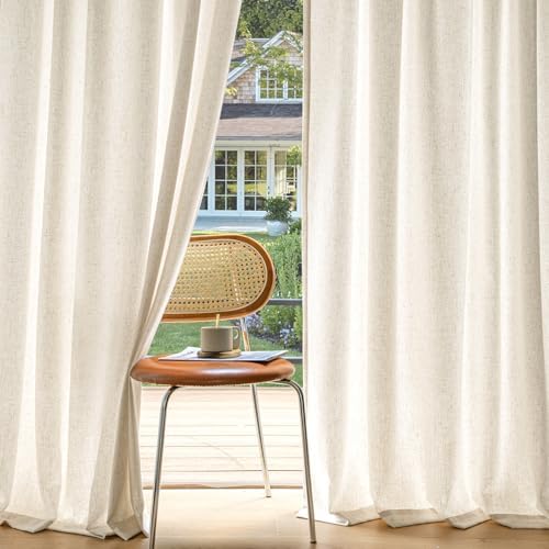 MIULEE Non-See-Through Privacy Linen Curtains 52W x 84L Inch Cream