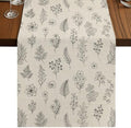 Vintage Beige Botanical Table Runner 108 Inch Long Dresser Scarves
