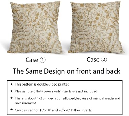 Mustard Yellow Floral Pillow Covers 20x20 Set of 2 Botanical Print