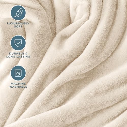 Bare Home Fleece Blanket Luxury Microplush (King, Vanilla)