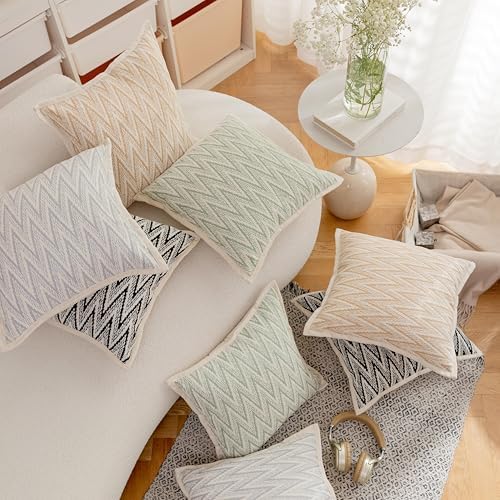 Home Brilliant Textured Chenille Pillow Covers 18x18 inch Black Set of