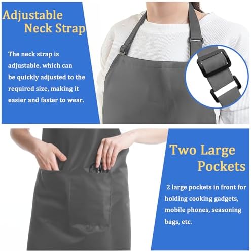 4 Pack Chef Apron, Adjustable Apron with 2 Pockets, Unisex