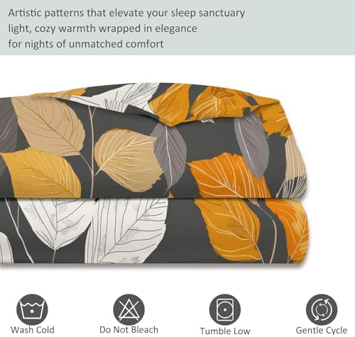 Double-Sided Printed Bedding with Minimalism Leaves Plants
