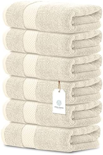 White Classic 2 Ivory Bath Sheet Towels 35 x 70, 6 Hand Towels 16 x 30