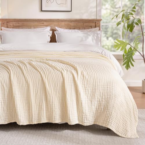 Exclusivo Mezcla 100% Cotton 6-Layer Muslin Blanket Queen, Ivory