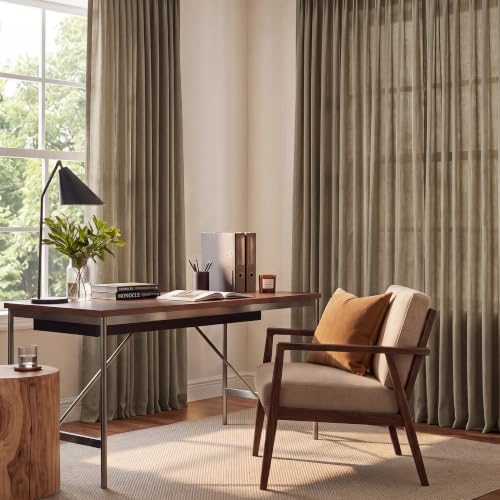 NICETOWN Pinch Pleated Oatmeal Curtains 108 Inches Long 2 Panels