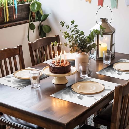 Placemats Set of 8, Abstract Gray Flower Texture Washable Table Mats