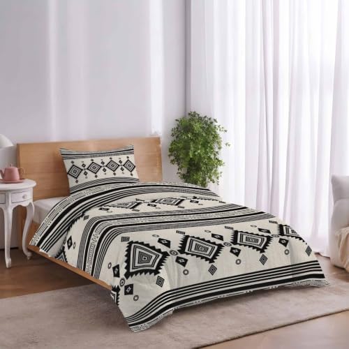 Beige Boho Southwestern Duvet Cover Queen Size,Quilt Cover 90"x90"