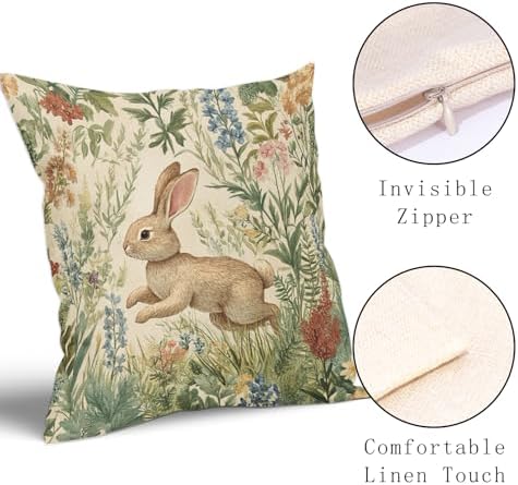 Spring Summer Pillow Covers 22x22 Inch Set of 2 Easter Bunny Floral