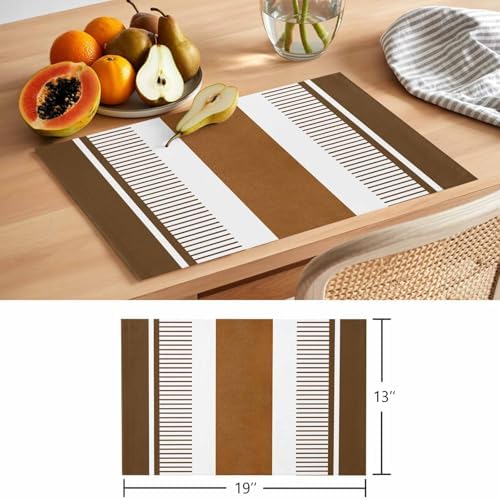 Placemats Set of 8, Modern Brown Woven Placemat, Linen Place Mats for