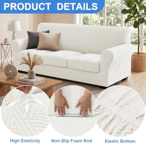 CYCMCAO 4 Piece Stretch Sofa Covers for 3 Cushion Couch, Sofa 71"-91"