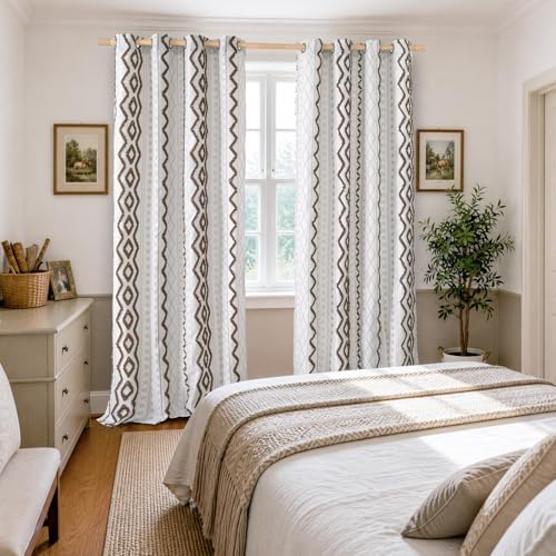 BGment Boho Brown Curtains Modern Design Jacquard for Living Room